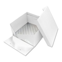 Boîte à gâteaux carrée 22 x 22 x 15 cm avec base carrée de 0,3 cm - PME