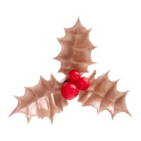 Décor de Noël doré de 5 cm en forme de feuille de houx et de trèfle - Dekora - 72 pcs.