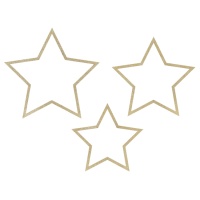 Pendentif décoratif en bois en forme d'étoile avec paillettes - 3 pièces
