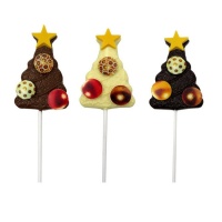 Sucettes de sapin de Noël en chocolat 45 gr - 20 unités