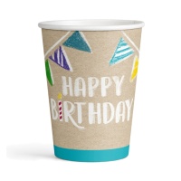 Gobelets Kraft Happy Birthday 250 ml - 8 unités