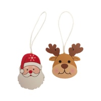 Pendentif renne et Père Noël 5 cm - 8 unités