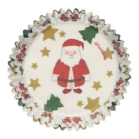 Capsules pour cupcake Père Noël, rennes et étoiles - Funcakes - 48 pcs.