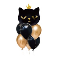 Bouquet de chat noir et or - 7 pcs.