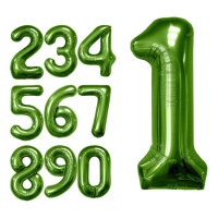 Ballon numéroté vert métallique 1 m