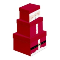 Boîtes à cadeaux Père Noël de forme carrée - 3 unités