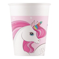 Gobelets licorne rose 200 ml - 8 pcs.