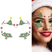 Bijoux adhésifs pour le visage en forme d'arbre de Noël