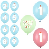 Happy Birthday Number Latex Balloons Multicolore 30 cm - 6 unités