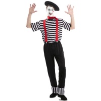 Costume de mime avec bretelles rouges pour hommes