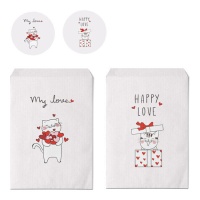 Enveloppe cadeau Love Pets 16 x 13 cm avec autocollants - 10 pcs.