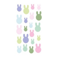 Autocollants colorés lapin de Pâques 3D - 1 feuille