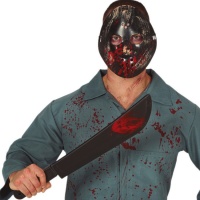 masque d'assassin noir et machette, 54 cm