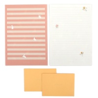 Feuilles avec enveloppes pour la lettre lapins et fleurs - 6 pcs.