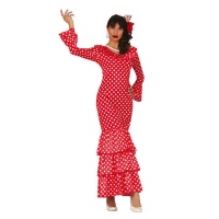 Costume de flamenco à pois rouges et blancs pour femme