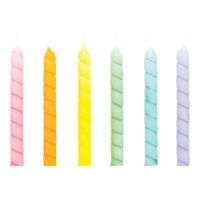 bougies pastel de 7 cm en spirales - 12 unités