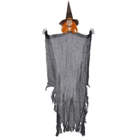 Pendentif sorcière avec cheveux orange - 1,20 m