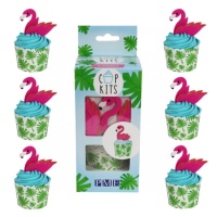 Set de décoration de cupcakes Flamingo - PME - 6 unités