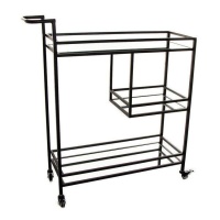 Chariot 96 x 86 x 30 cm verre noir - DCasa