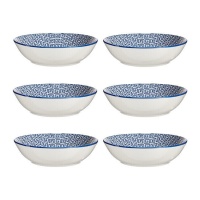 Assiette creuse géométrique bleue de 20 cm - Vessia - 6 pièces