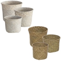 Paniers ronds en raphia naturel - 4 pcs.