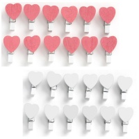 Pince à épiler en bois avec coeur 3,5 cm - 12 pcs.
