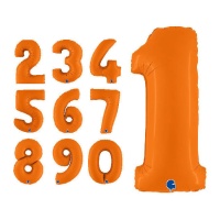 Ballon numéroté orange mat de 71 cm - Grabo