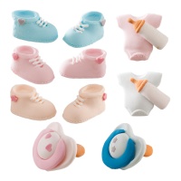Figurines en sucre de vêtements de bébé 5 cm - Dekora - 16 unités