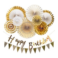 Kit Gold Happy Birthday - Monkey Business - 10 pcs.