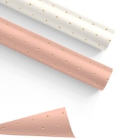 Papier cadeau de 2,00 x 0,70 m à pois blancs ou roses dorés - 1 pc.
