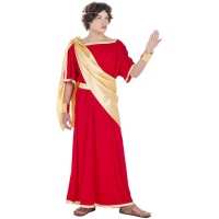 Costume de César romain rouge et or pour hommes