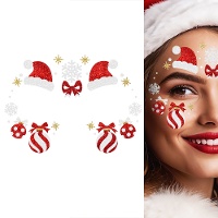 Bijoux adhésifs faciaux de Noël avec paillettes