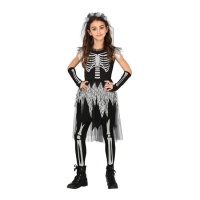 Costume de squelette avec voile pour filles