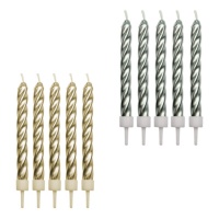 bougies bouclées de couleur métallique, 6.2 cm - PME - 10 pcs.