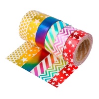 Ruban Washi métallisé assorti 10 m - 6 unités