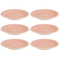 Assiette de 19 cm en grès avec bord blanc - 6 unités