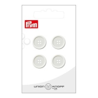 Boutons blancs avec bordure de 1,5 cm avec quatre trous - Prym - 4 pcs.