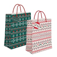 Sac cadeau blanc de Noël 14 x 11,5 x 6,7 cm - 1 unité