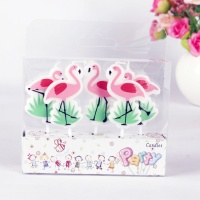 Bougies flamants roses 3 x 5 cm - 6 unités