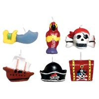 Bougies pirates aux motifs variés - 6 unités