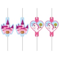 Pailles licorne et château - 4 pcs.