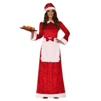 Costume de Père Noël avec robe et tablier pour femmes