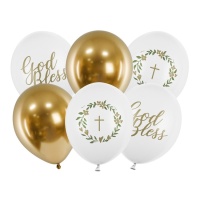 God Bless First Communion Balloons Latex 30 cm - PartyDeco - 6 unités