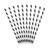 Pailles en papier chevron noir et blanc - 250 pcs.