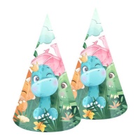 Chapeaux de dinosaures heureux - 6 pcs.