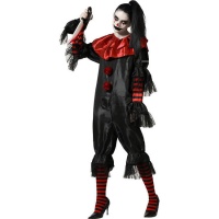 Costume de clown noir et rouge pour femme