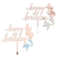 Happy Bithday sea mermaid cake topper - 1 pc.