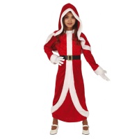 Costume de Père Noël avec cape et capuche pour filles