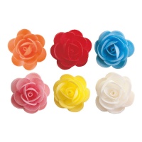 Gaufrettes assorties de fleurs de rose 4,5 cm - Dekora - 50 unités