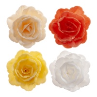 Gaufrettes à la fleur de rose couleur automne 7 cm - Dekora - 15 unités